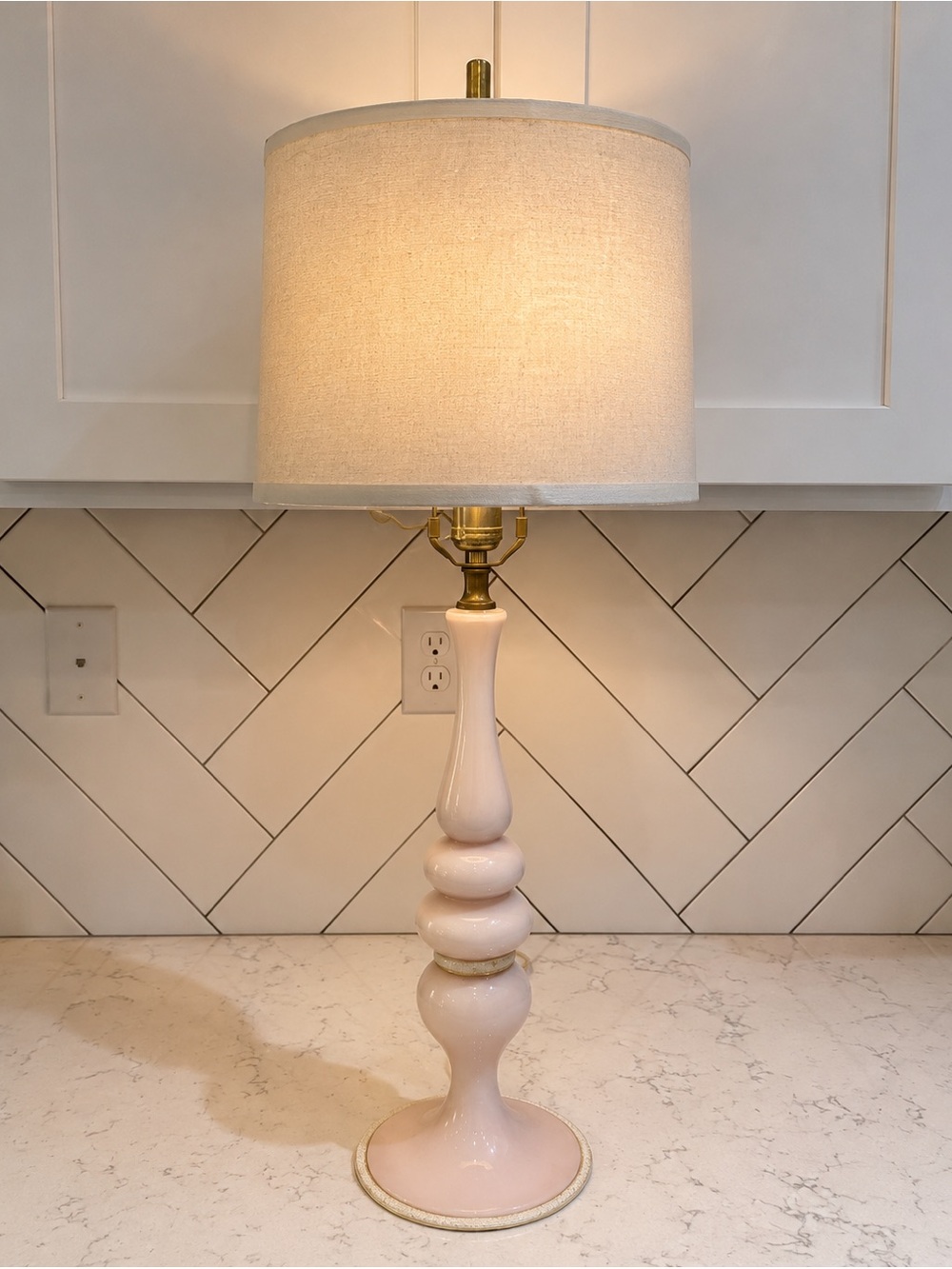 vintage pink opaline Murano glass table lamp mid-century modern hand blown